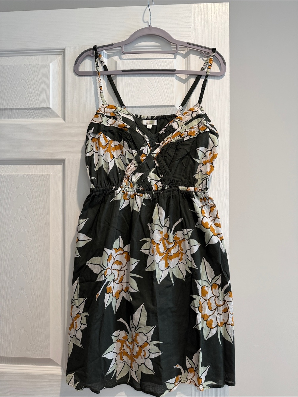 Hunter Green Floral Sundress with Orange Accents - Women